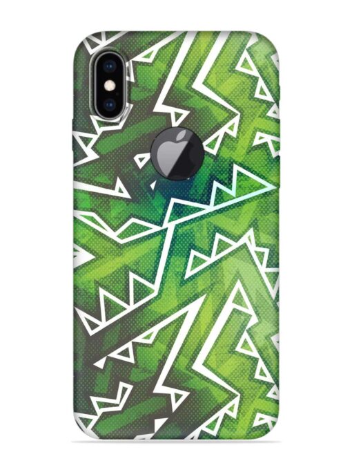 Green Graffiti Seamless Embossed Soft Silicone Case for Apple Iphone Xs Max (Logo Cut)