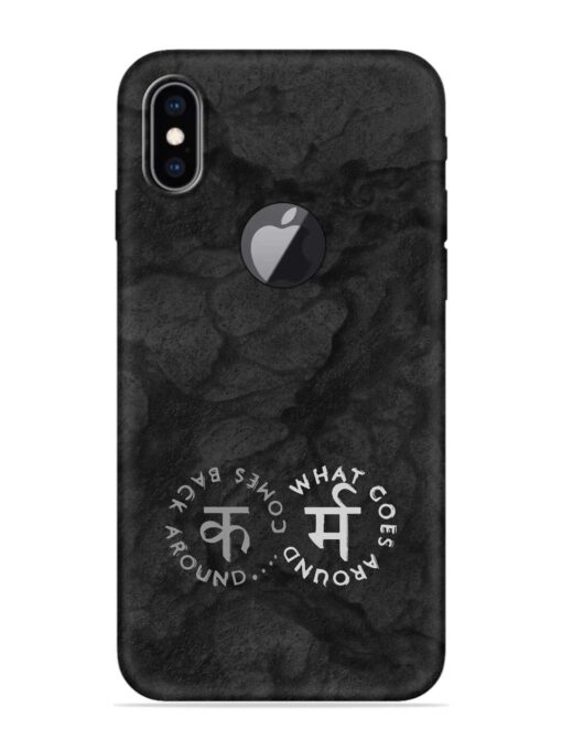 Karma Hindi Word Embossed Soft Silicone Case for Apple Iphone Xs Max (Logo Cut)