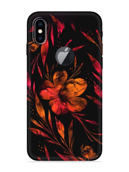 Red Flower Painting Embossed Soft Silicone Case for Apple Iphone Xs Max (Logo Cut) Zapvi