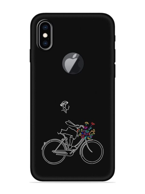 Minimalist Cycle Art Embossed Soft Silicone Case for Apple Iphone Xs Max (Logo Cut)