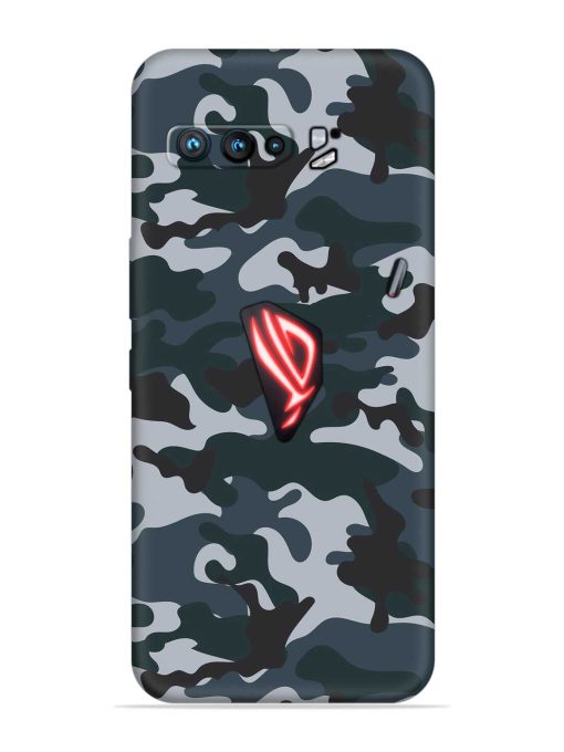 Dark Blue Army Military Art Embossed Soft Silicone Case for Asus Rog 3 Zapvi