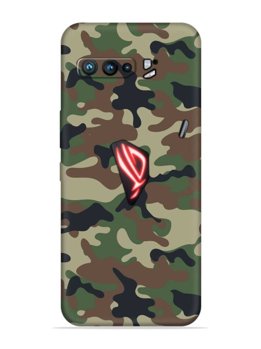 Army Military Camouflage Dark Green Embossed Soft Silicone Case for Asus Rog 3 Zapvi