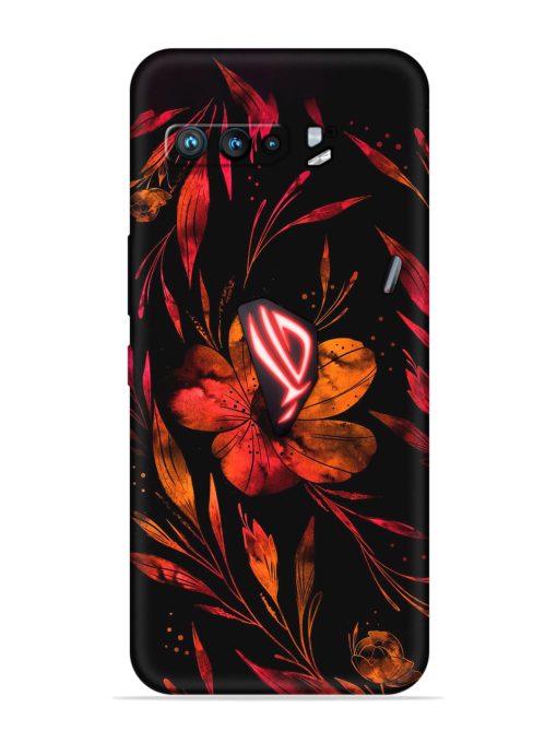 Red Flower Painting Embossed Soft Silicone Case for Asus Rog 3