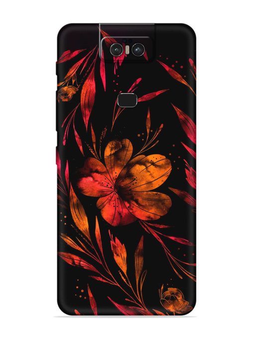 Red Flower Painting Embossed Soft Silicone Case for Asus Zenfone 6Z