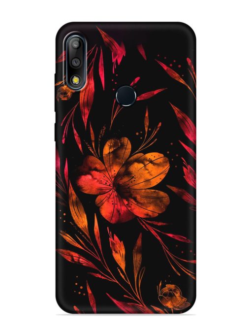 Red Flower Painting Embossed Soft Silicone Case for Asus Zenfone Max Pro M2