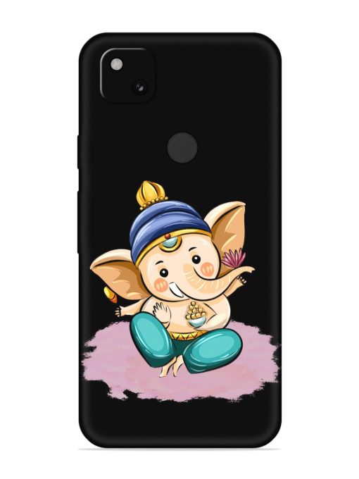 Bal Ganesh Vector Art Embossed Soft Silicone Case for Google Pixel 4A Zapvi