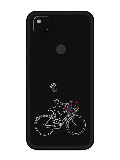 Minimalist Cycle Art Embossed Soft Silicone Case for Google Pixel 4A