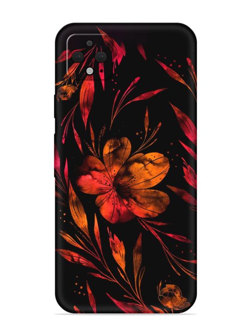 Red Flower Painting Embossed Soft Silicone Case for Google Pixel 4 Xl