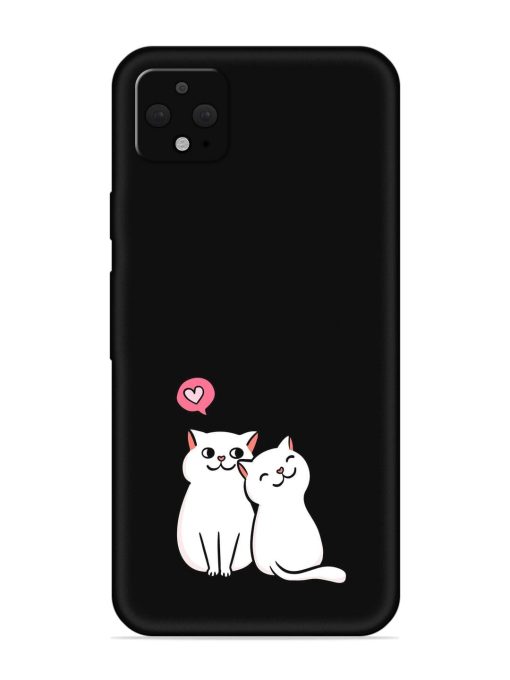 Cute Loving Cats Embossed Soft Silicone Case for Google Pixel 4 Xl