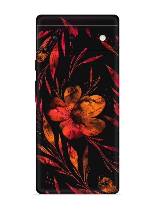 Red Flower Painting Embossed Soft Silicone Case for Google Pixel 6 Zapvi