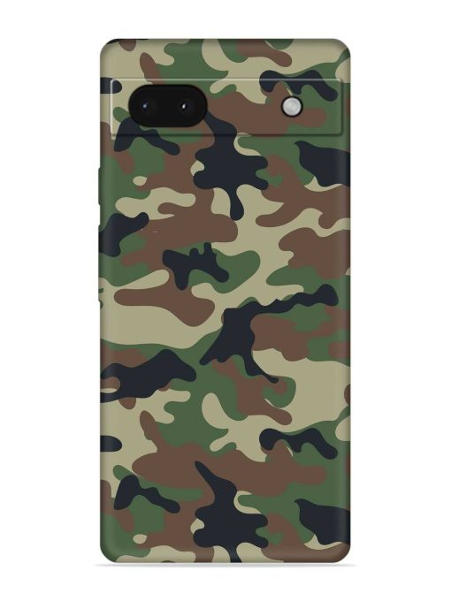 Army Military Camouflage Dark Green Embossed Soft Silicone Case for Google Pixel 6A Zapvi