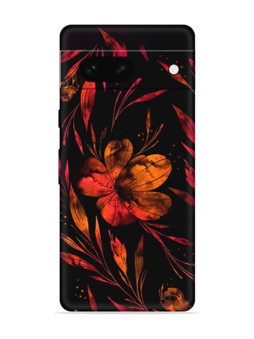 Red Flower Painting Embossed Soft Silicone Case for Google Pixel 7 Zapvi