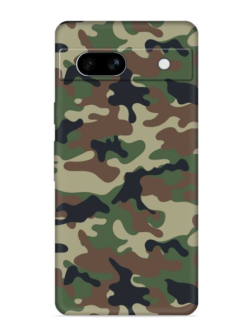 Army Military Camouflage Dark Green Embossed Soft Silicone Case for Google Pixel 7A Zapvi