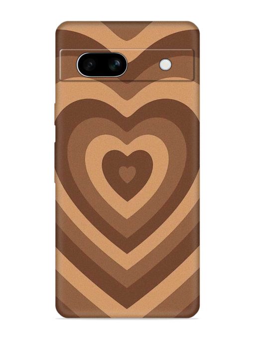 Brown Heart Embossed Soft Silicone Case for Google Pixel 7A