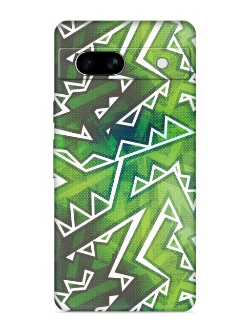 Green Graffiti Seamless Embossed Soft Silicone Case for Google Pixel 7A