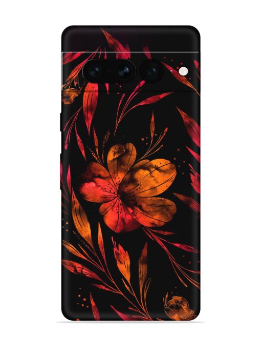 Red Flower Painting Embossed Soft Silicone Case for Google Pixel 7 Pro