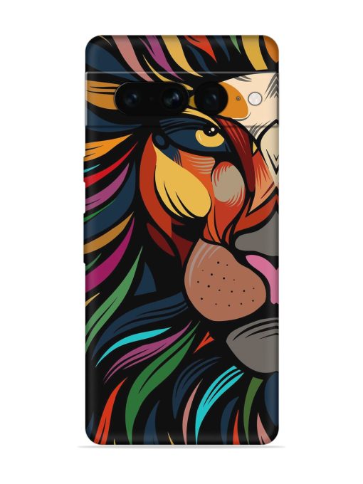 Trippy Lion Art Embossed Soft Silicone Case for Google Pixel 7 Pro