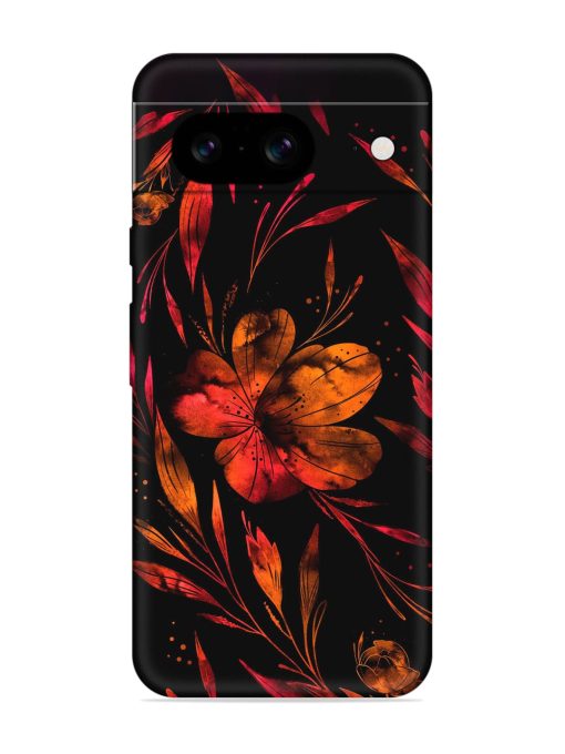 Red Flower Painting Embossed Soft Silicone Case for Google Pixel 8 Zapvi