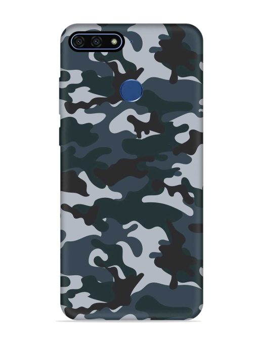 Dark Blue Army Military Art Embossed Soft Silicone Case for Honor 7A Zapvi