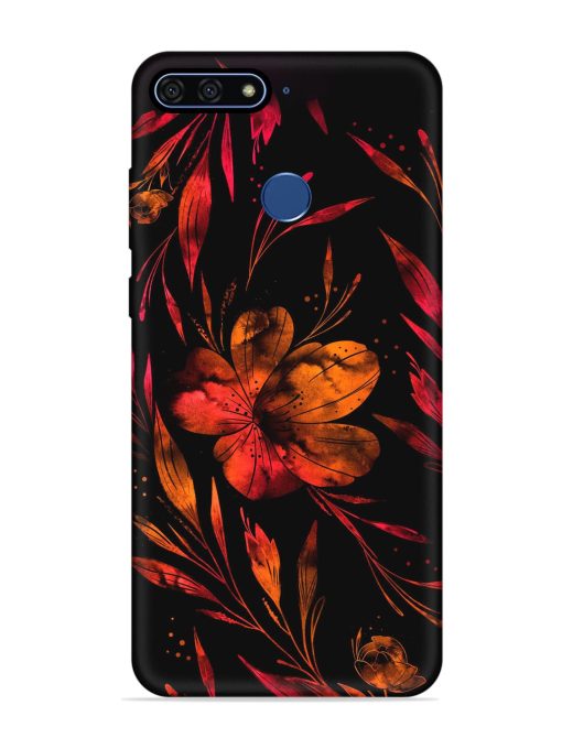 Red Flower Painting Embossed Soft Silicone Case for Honor 7A