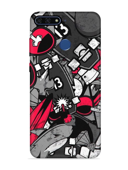 Fictional Doodle Embossed Soft Silicone Case for Honor 7A