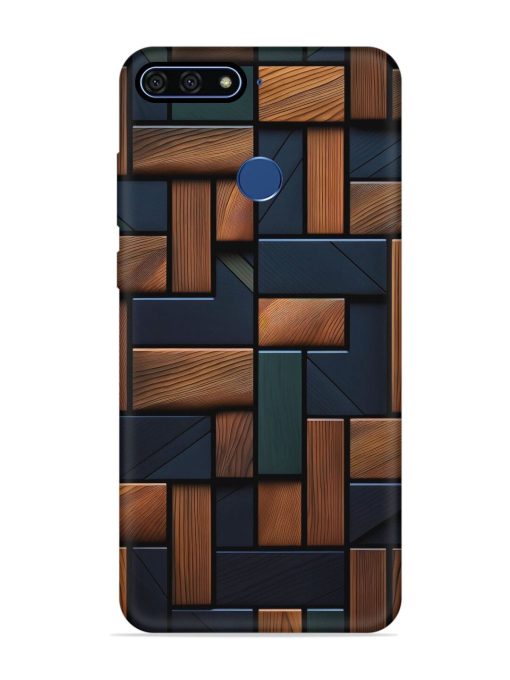 Wooden Background Cubes Embossed Soft Silicone Case for Honor 7A