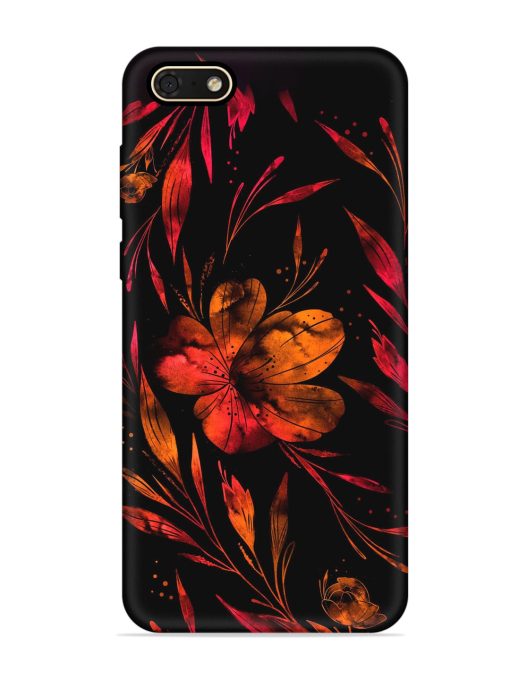 Red Flower Painting Embossed Soft Silicone Case for Honor 7S