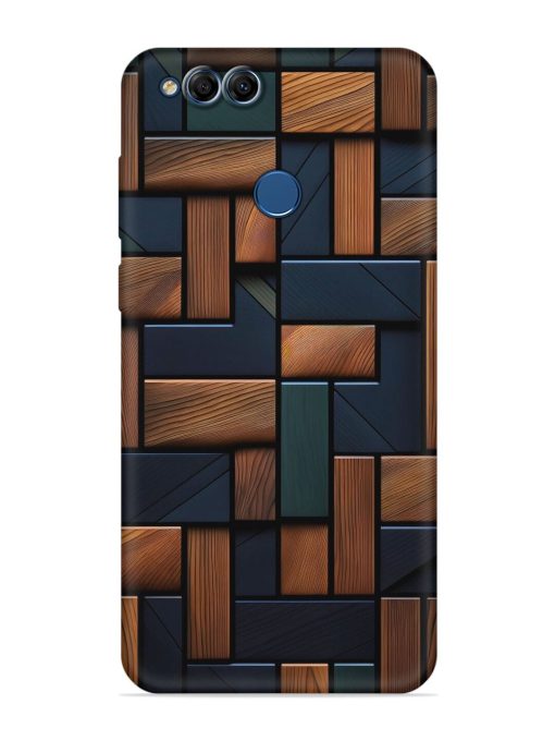 Wooden Background Cubes Embossed Soft Silicone Case for Honor 7X Zapvi