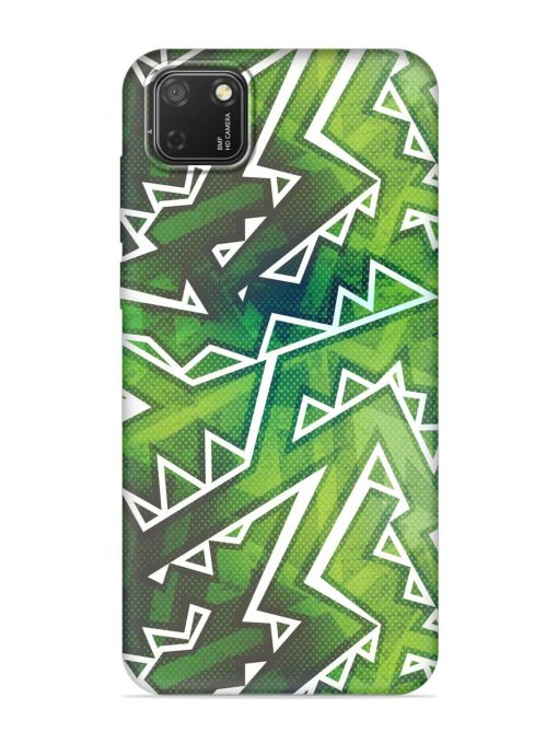 Green Graffiti Seamless Embossed Soft Silicone Case for Honor 9S