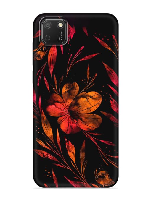 Red Flower Painting Embossed Soft Silicone Case for Honor 9S