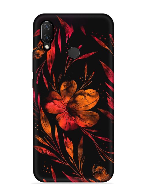 Red Flower Painting Embossed Soft Silicone Case for Honor Nova 3I Zapvi