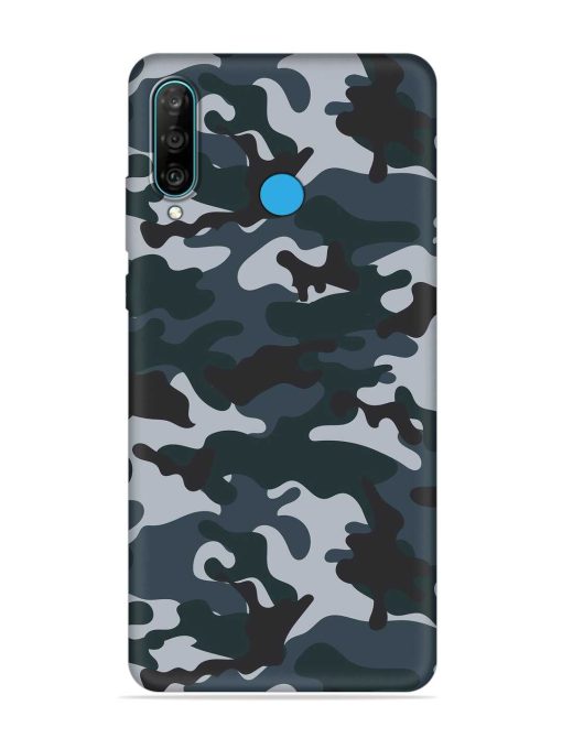 Dark Blue Army Military Art Embossed Soft Silicone Case for Honor P30 Lite Zapvi