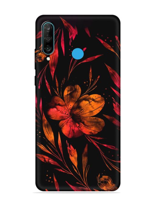 Red Flower Painting Embossed Soft Silicone Case for Honor P30 Lite Zapvi