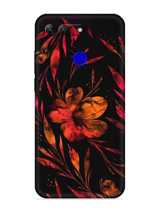 Red Flower Painting Embossed Soft Silicone Case for Honor View 20 Zapvi