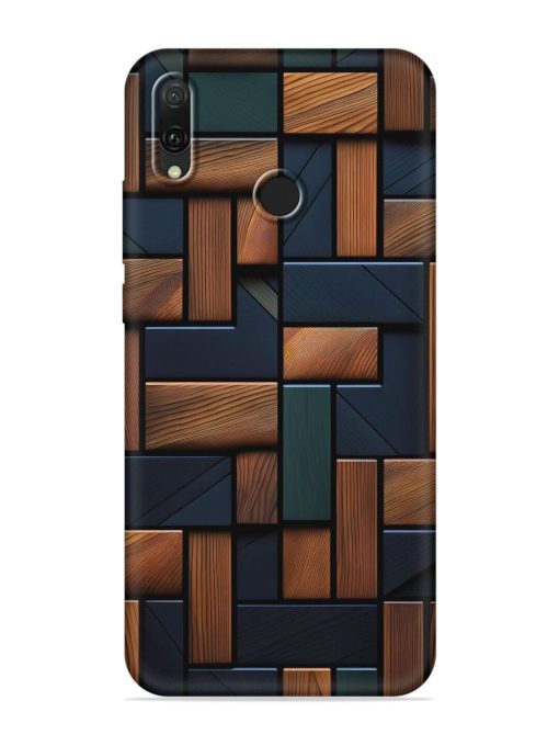 Wooden Background Cubes Embossed Soft Silicone Case for Honor Y9 (2019) Zapvi