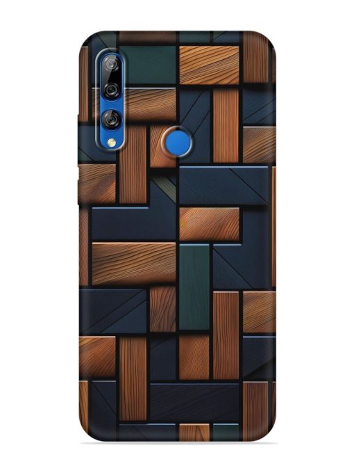 Wooden Background Cubes Embossed Soft Silicone Case for Honor Y9 Prime Zapvi