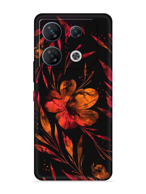 Red Flower Painting Embossed Soft Silicone Case for Infinix Gt 10 Pro (5G)