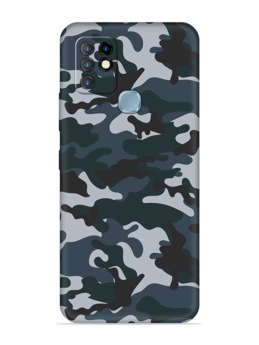 Dark Blue Army Military Art Embossed Soft Silicone Case for Infinix Hot 10