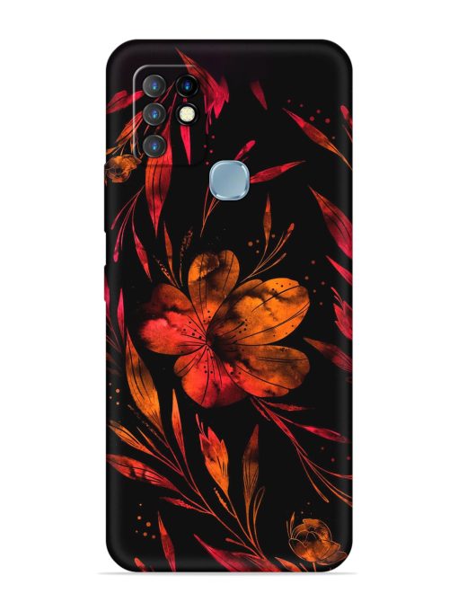 Red Flower Painting Embossed Soft Silicone Case for Infinix Hot 10 Zapvi