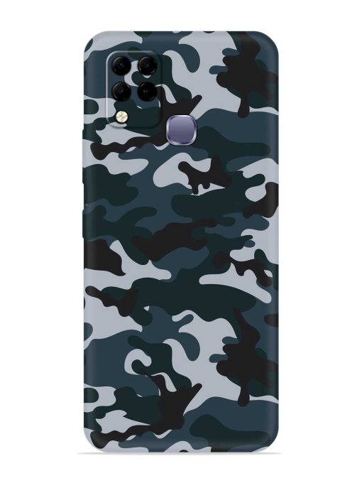 Dark Blue Army Military Art Embossed Soft Silicone Case for Infinix Hot 10S