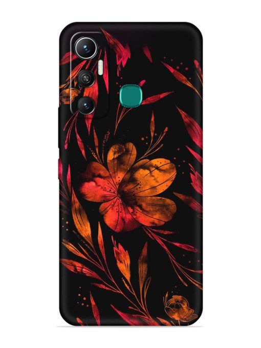 Red Flower Painting Embossed Soft Silicone Case for Infinix Hot 11 (2021) Zapvi