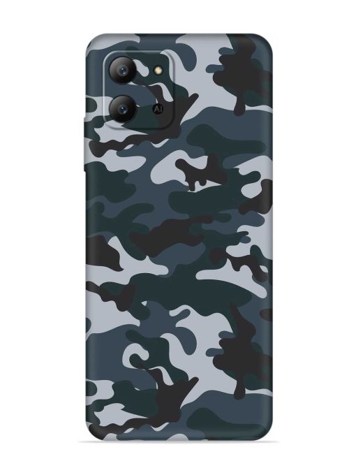 Dark Blue Army Military Art Embossed Soft Silicone Case for Infinix Hot 11 (2022)