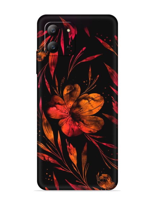 Red Flower Painting Embossed Soft Silicone Case for Infinix Hot 11 (2022) Zapvi