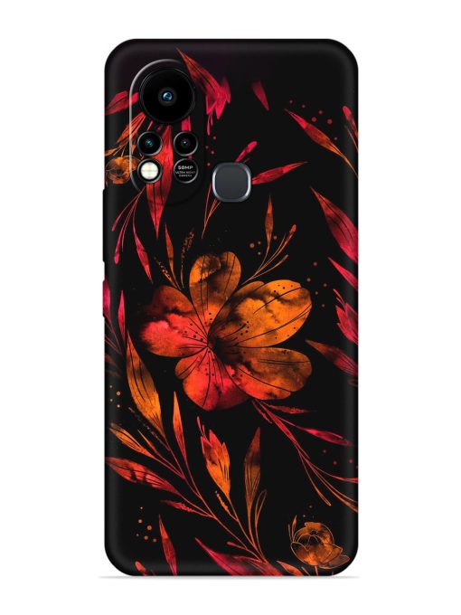 Red Flower Painting Embossed Soft Silicone Case for Infinix Hot 11S