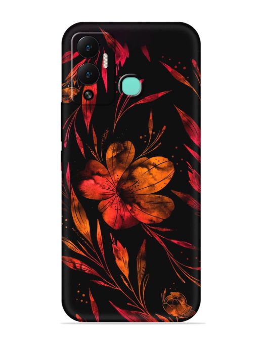 Red Flower Painting Embossed Soft Silicone Case for Infinix Hot 12 Play Zapvi