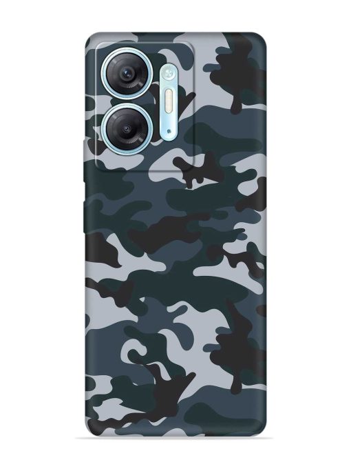 Dark Blue Army Military Art Embossed Soft Silicone Case for Infinix Hot 30 (5G) Zapvi