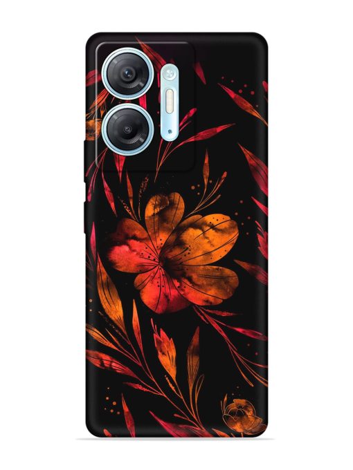 Red Flower Painting Embossed Soft Silicone Case for Infinix Hot 30 (5G)