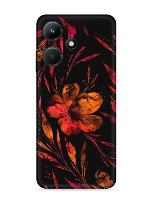 Red Flower Painting Embossed Soft Silicone Case for Infinix Hot 30I Zapvi