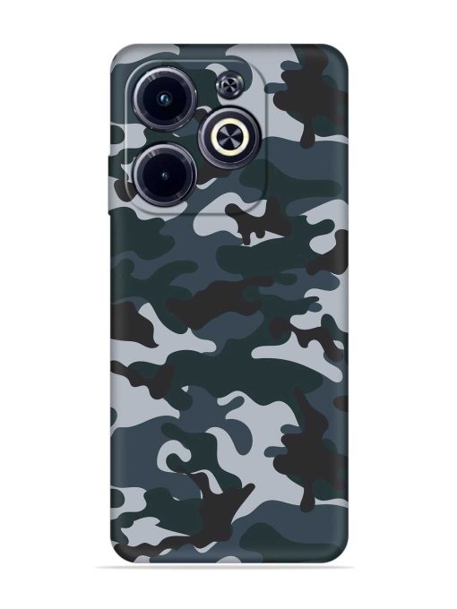 Dark Blue Army Military Art Embossed Soft Silicone Case for Infinix Hot 40I Zapvi