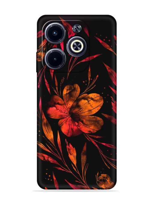 Red Flower Painting Embossed Soft Silicone Case for Infinix Hot 40I Zapvi